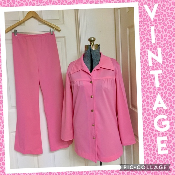 Vintage Pants - 💕 VINTAGE 70s PINK pantsuit!